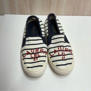 Ralph Lauren Navy and White Striped Sneakers